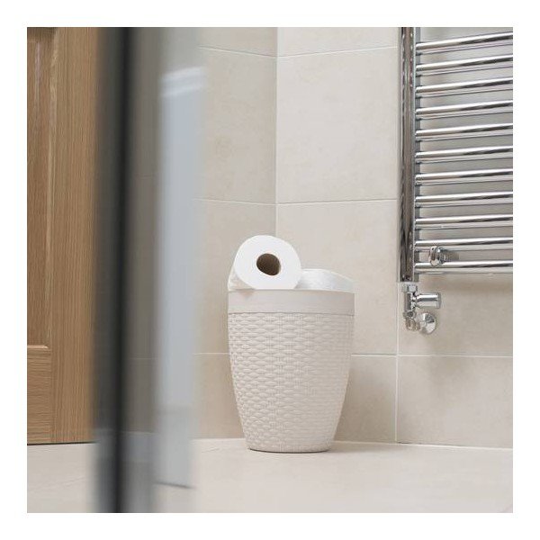 Krémovobiely kúpeľňový kôš Addis Rattan Bath Bin Calico, 5 l-image-2