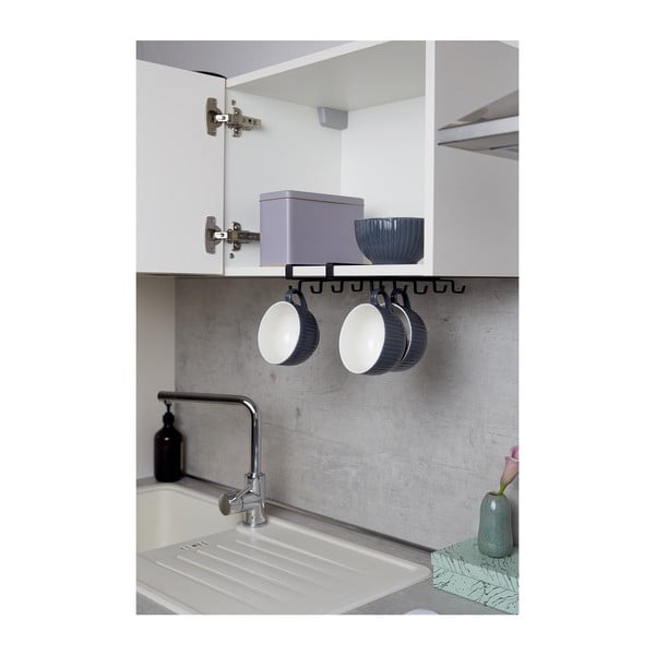 Čierny dvojradový vešiak pod poličku na 8 hrnčekov Wenko-image-2