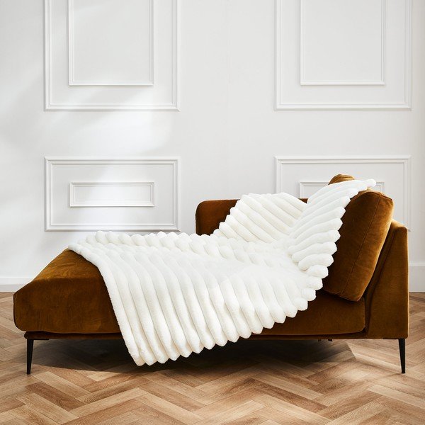 Krémovobiela mikroplyšová deka 180x220 cm Boudoir – douceur d'intérieur-image-4