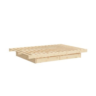 Dvojlôžková posteľ z borovicového dreva s úložným priestorom Karup Design Kanso, 160 x 200 cm