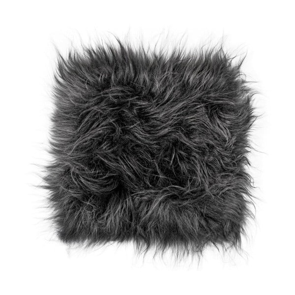Tmavosivý kožušinový podsedák s dlhým vlasom Arctic Fur Eglé, 37 × 37 cm