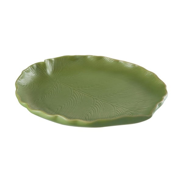 Zelený tanier J-Line Leaf, priemer 21 cm