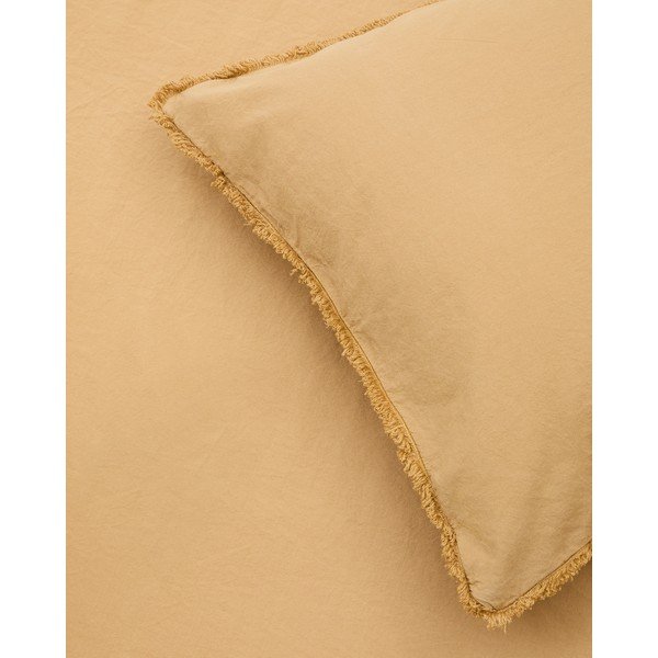 Predĺžené obliečky na jednolôžko z bavlneného perkálu v horčicovej farbe 150x220 cm Sifinia – Kave Home-image-3