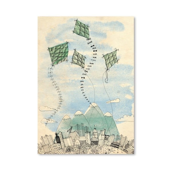 Plagát Four Happy Kites, 30x42 cm