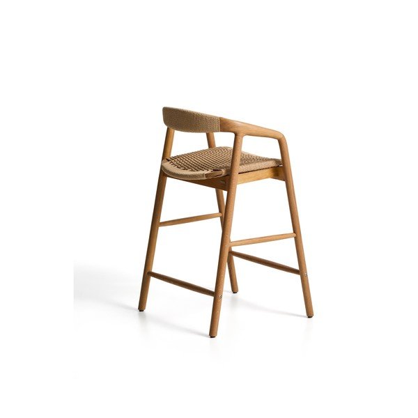 Barová stolička s podrúčkami z dubového dreva v prírodnej farbe (výška sedadla 65 cm) Derile – Kave Home-image-2