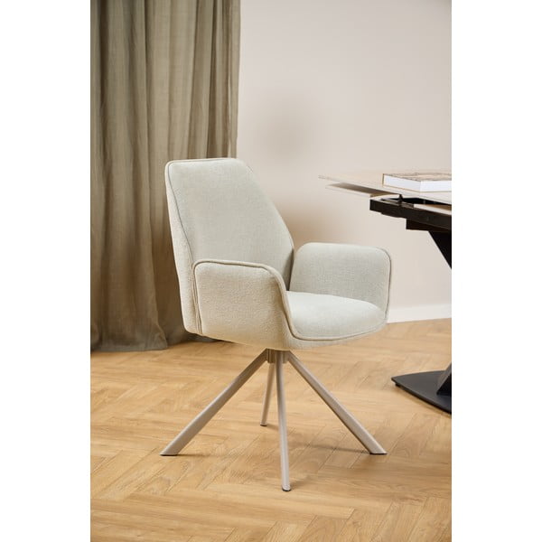 Béžové čalúnené jedálenské kreslo s podrúčkami Graham – Actona-image-1