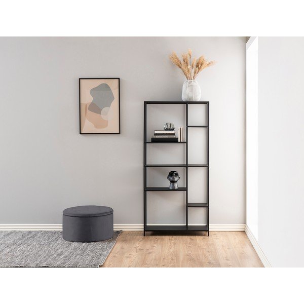 Sivý zamatový puf Actona Retina, ⌀ 60 cm-image-1