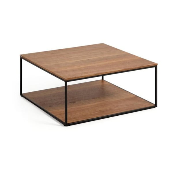 Hnedý konferenčný stolík s doskou v dekore orechového dreva 80x80 cm Yona - Kave Home