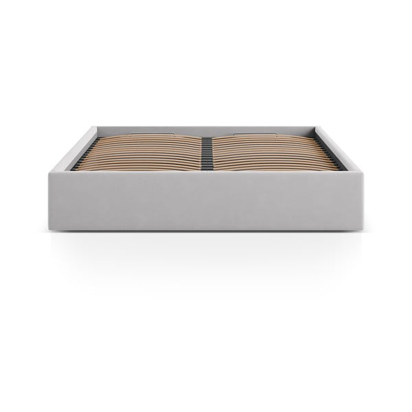 Svetlosivá čalúnená dvojlôžková posteľ s úložným priestorom/bez čela s roštom 140x200 cm Susan – Micadoni -image-2