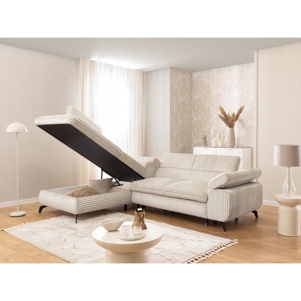 Krémovobiela menčestrová rohová pohovka (ľavý roh/do L) Marbeya  – Ropez-image-4