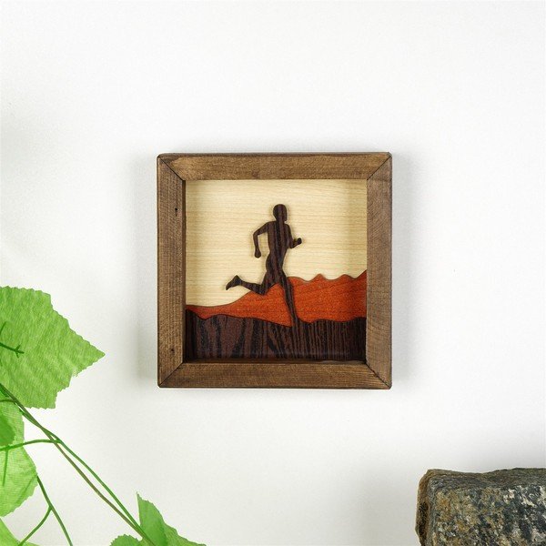 Drevený obraz Kate Louise Running Man, 16 x 16 cm-image-1