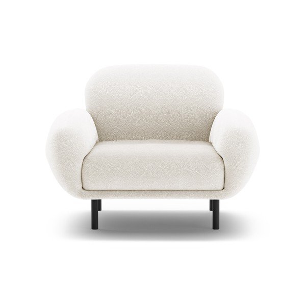 Biele kreslo z textílie buklé Poppy – Micadoni -image-1