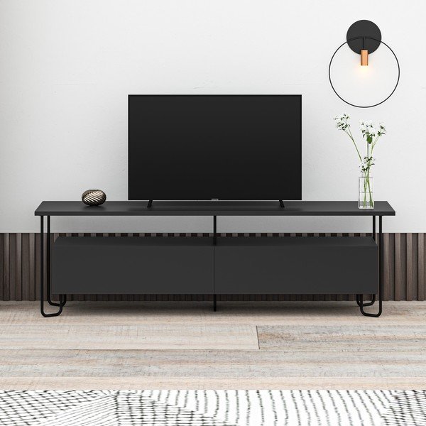Čierny TV stolík 150x45 cm Dilly – Marckeric-image-1