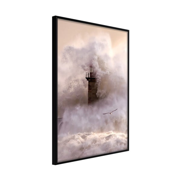 Plagát v ráme Artgeist Lighthouse During a Storm, 30 x 45 cm