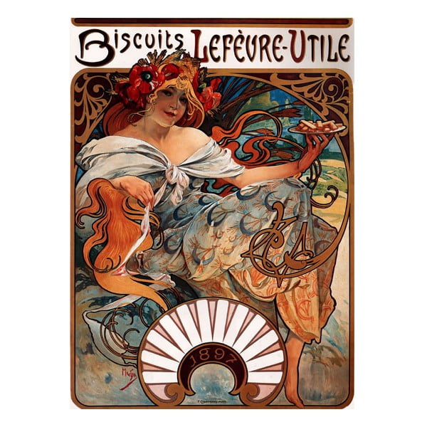 Obraz Alfons Mucha Biscuit champagne, 80x110 cm