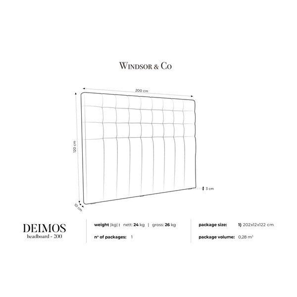 Krémové čelo postele Windsor & Co Sofas Deimos, 200 × 120 cm-image-3