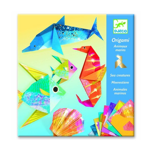 Súprava 24 origami papierov s návodom Djeco Neon Glam Sea-image-1