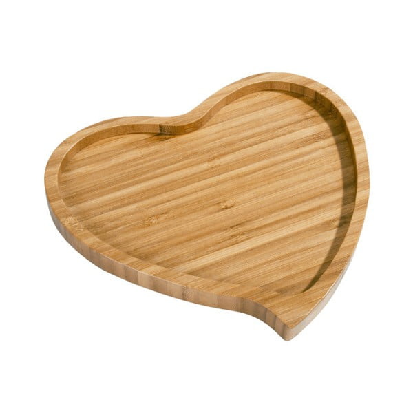 Bambusová doštička na servírovanie Aminda Heart, šírka 19 cm