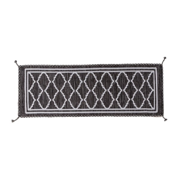 Čierno-biely ručne tkaný behúň Navaei & Co Kilim Ethnic 108, 180 x 60 cm