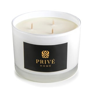 Biela vonná sviečka Privé Home Oud & Bergamote, čas horenia 35 h