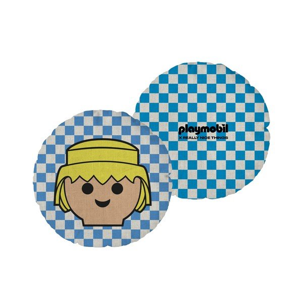 Detský vankúšik s prímesou ľanu Checkerboard – Playmobil