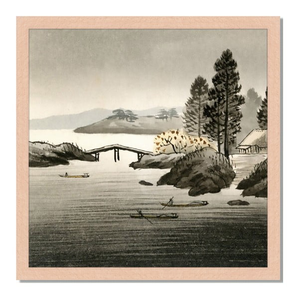 Obraz v ráme Liv Corday Asian Lake Shore, 40 x 40 cm