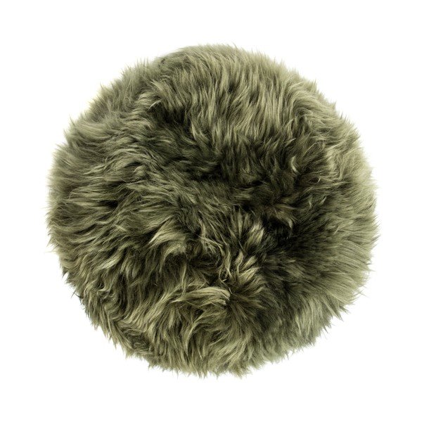 Stolička s tmavozeleným sedadlom z ovčej kožušiny Royal Dream, ⌀ 30 cm-image-1