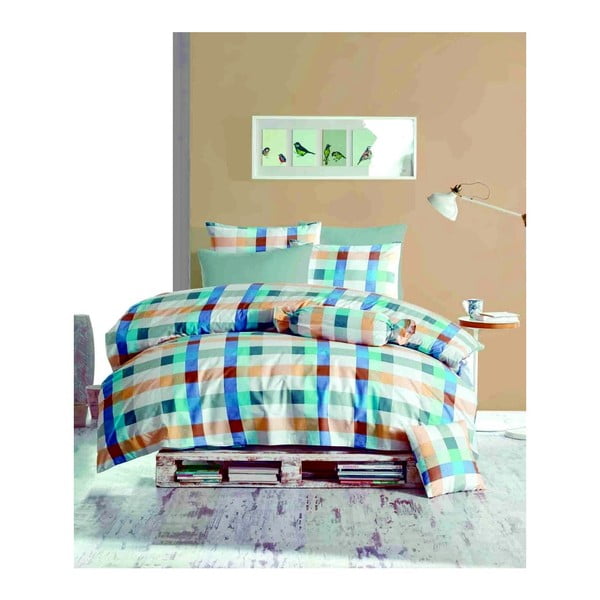 Obliečky na dvojlôžko s plachtou a obliečkou na vankúš Colorful Malo, 160 × 220 cm