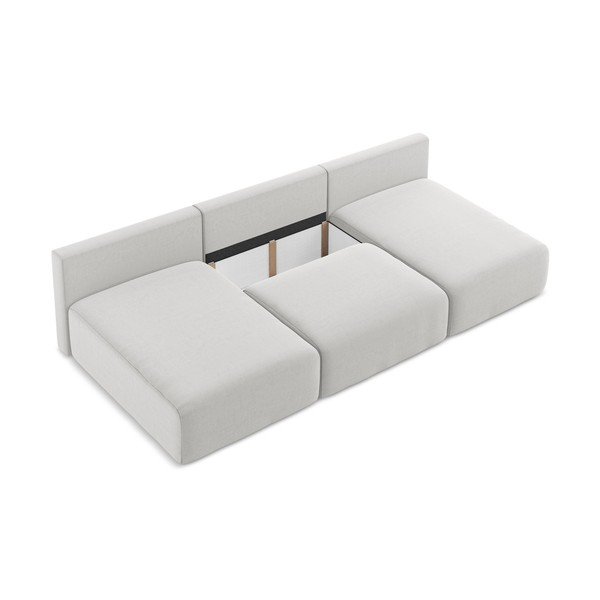 Svetlosivá zamatová rozkladacia/s úložným priestorom rohová pohovka (do tvaru "U") Kalena – Makamii-image-4