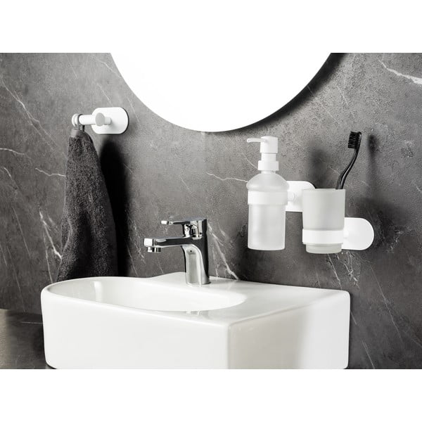 Biely samodržiaci sklenený dávkovač mydla 200 ml Orea – Wenko-image-2