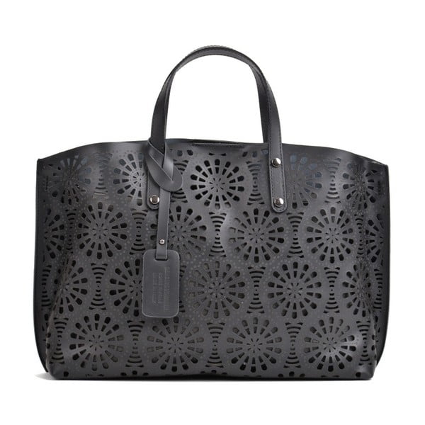 Čierna kožená kabelka Mangotti Bags Lulia
