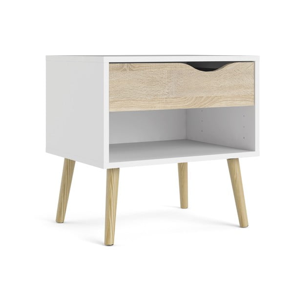 Biely/v prírodnej farbe nočný stolík Oslo – Tvilum-image-2