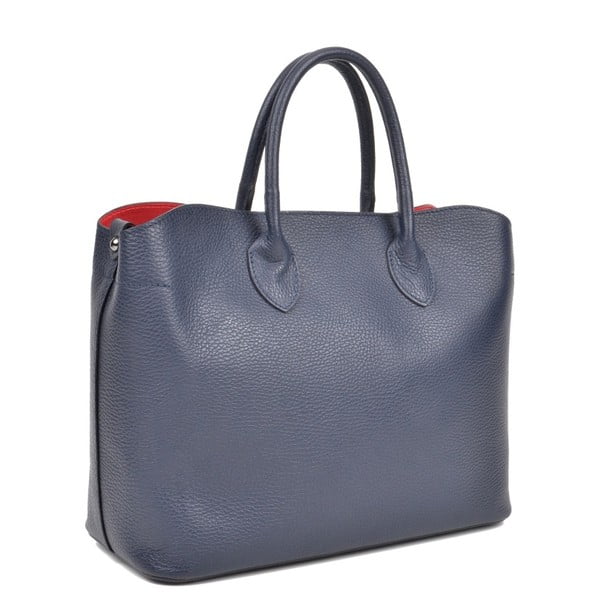 Tmavomodrá kožená kabelka Isabella Rhea Shopping Blu