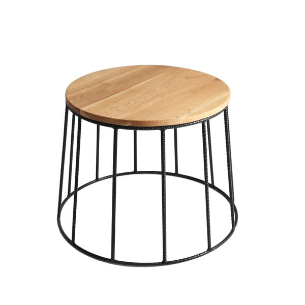 Konferenčný stolík s čiernou konštrukciou a doskou v dekore dubového dreva Custom Form Memo, ⌀ 50 cm