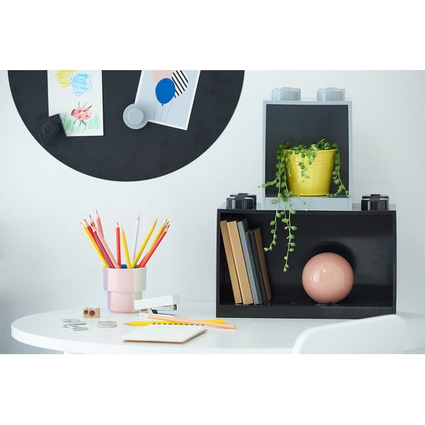 Detská čierna nástenná polica LEGO® Brick 8-image-1