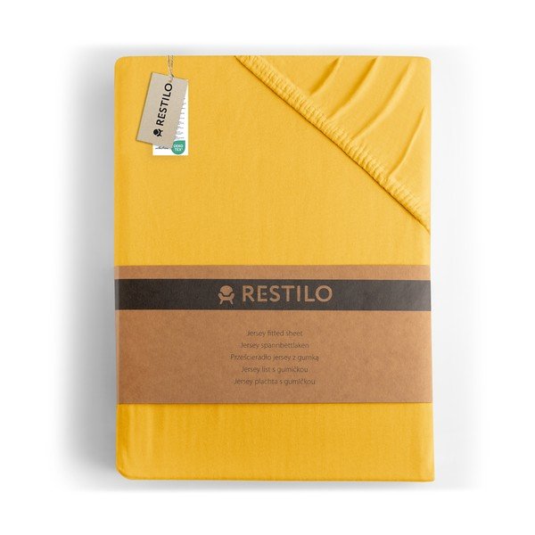 Žltá napínacia plachta jersey 180x200 cm Amber – Restilo-image-4