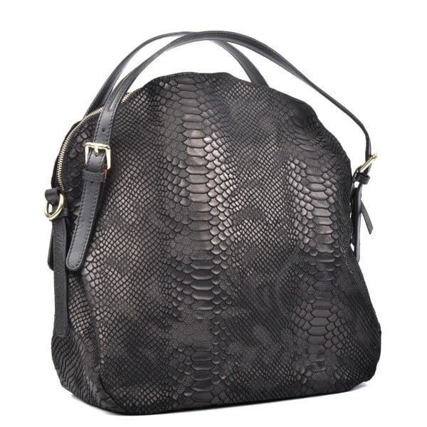 Čierna kožená kabelka Carla Ferreri Hobo-image-2