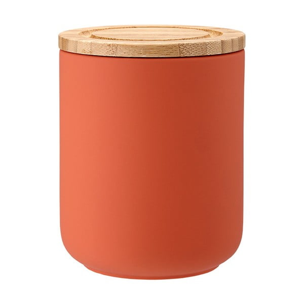 Oranžová keramická dóza s bambusovým vekom Ladelle Stak, výška 13 cm