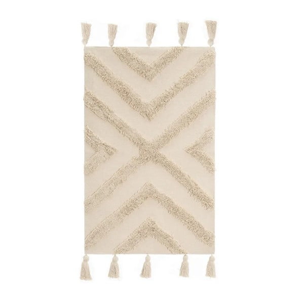Krémový prateľný bavlnený koberec 50x80 cm – Casa Selección