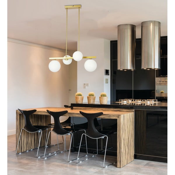 Závesné svietidlo so skleneným tienidlom v bielo-zlatej farbe Kama – Candellux Lighting-image-1