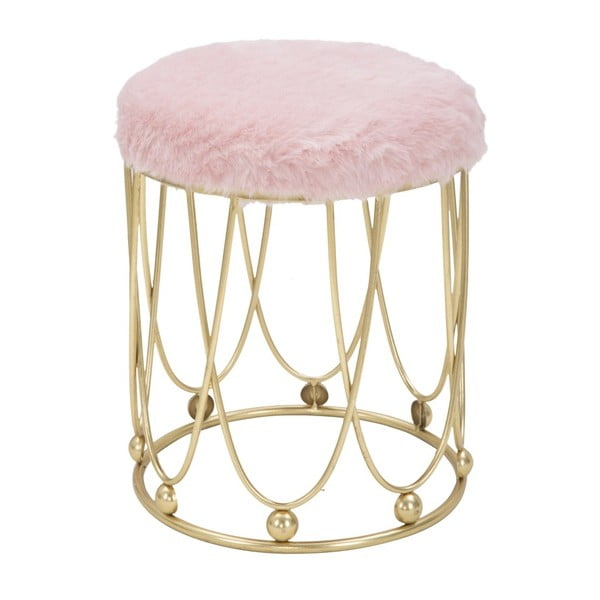 Ružová polstrovaná stolička so železnou konštrukciou v zlatej farbe Mauro Ferretti Amelia