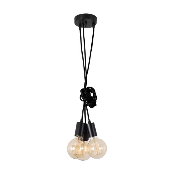 Čierne stropné svietidlo s 3 žiarovkami Filament Style Spider Lamp