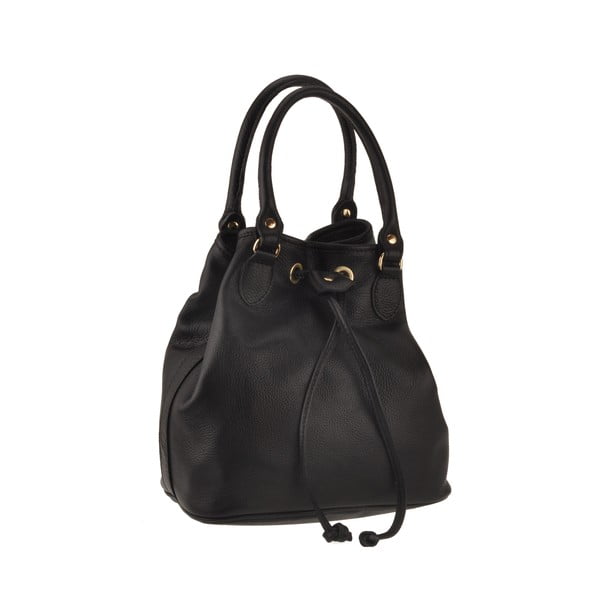 Čierna kožená kabelka Florence Bags Apollo