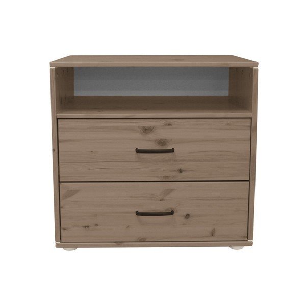 Hnedá detská komoda s 2 zásuvkami z borovicového dreva Flexa Classic-image-1