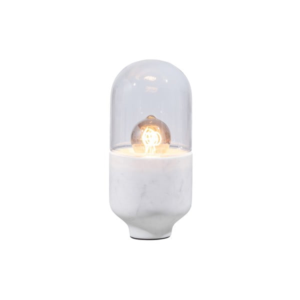 Biela stolová lampa so skleneným tienidlom (výška  26 cm) Asel – WOOOD
