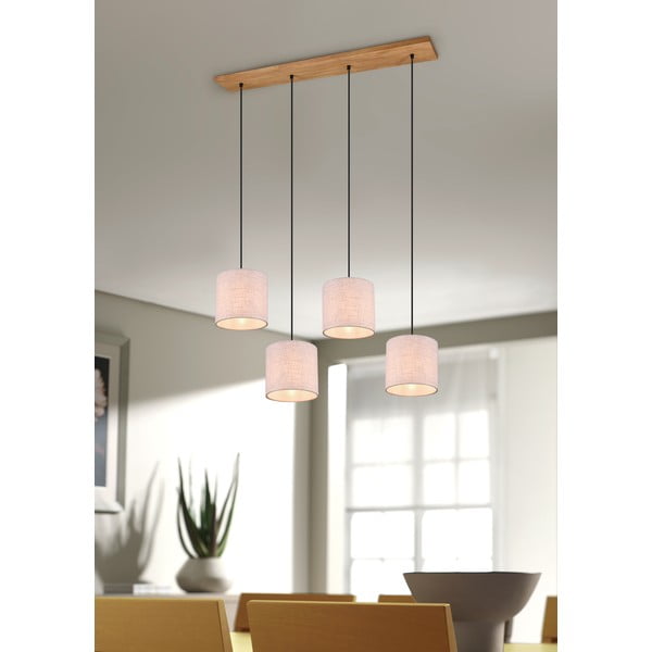 Béžové závesné svietidlo s textilným tienidlom Elmau – Trio-image-2