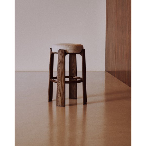 Béžová/v tmavo prírodnej farbe barová stolička z jaseňového dreva (výška sedadla 75 cm) Granite – Kave Home-image-4