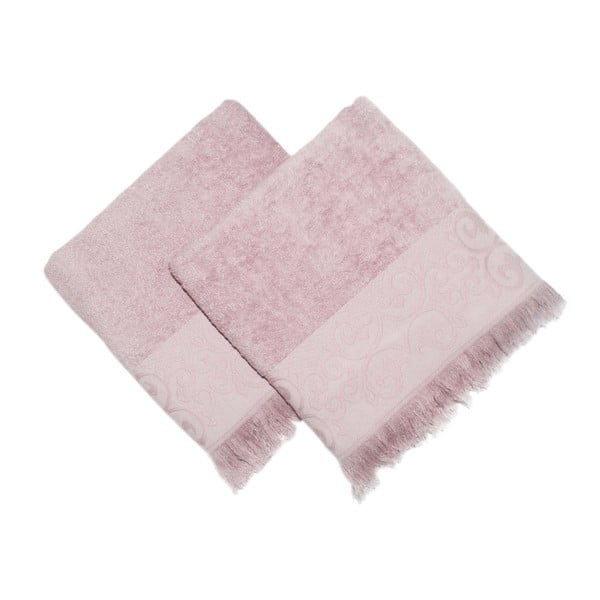 Sada 2 ružových uterákov z bavlny Sehzade, 50 × 90 cm