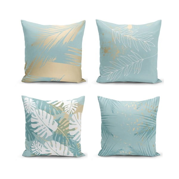 Súprava 4 obliečok na vankúše Minimalist Cushion Covers Lagoon, 55 x 55 cm