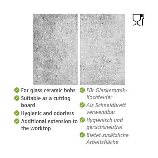 Kryty na sporák z tvrdeného skla v súprave 2 ks 52x30 cm Concrete - Allstar-image-4